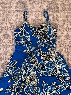 MSK Blue Floral Summer Jumpsuit Size S